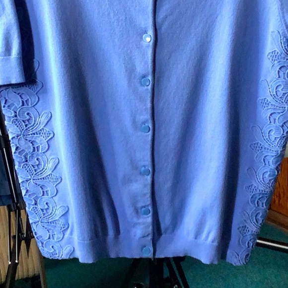 Talbots Light Blue Lace Cardigan Sweater Women’s Size L Button Front - Picture 1 of 6